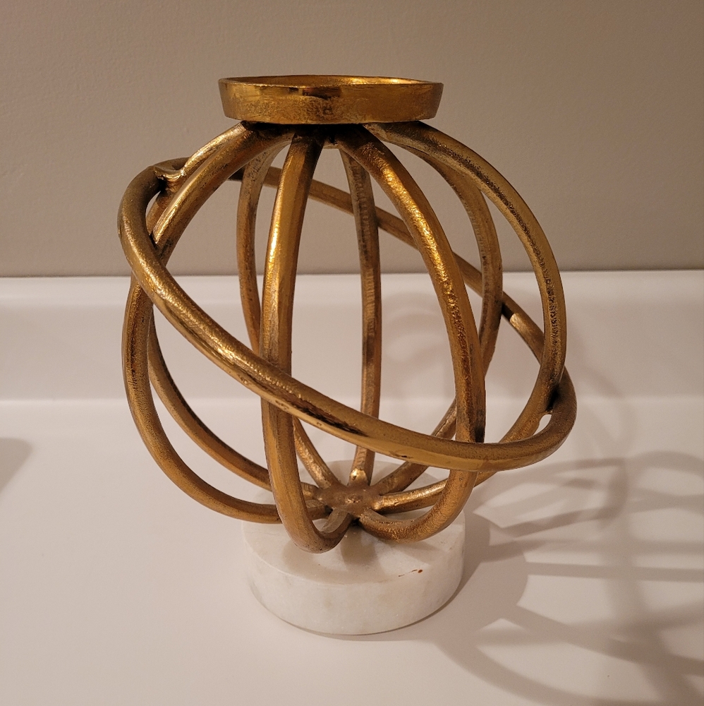 Modern Marble & metal orb candle holder